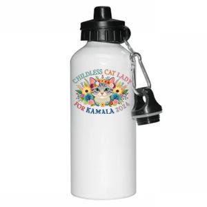 Cute Childless Cat Lady For Kamala Harris 2024 Election Aluminum Water Bottle