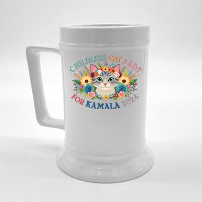 Cute Childless Cat Lady For Kamala Harris 2024 Election Beer Stein