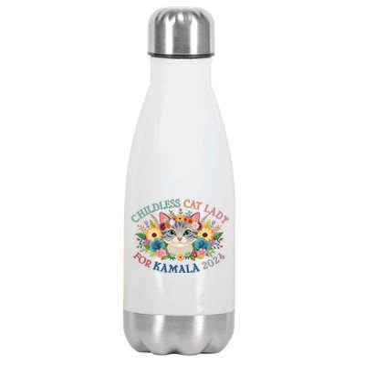 Cute Childless Cat Lady For Kamala Harris 2024 Election Stainless Steel Insulated Water Bottle