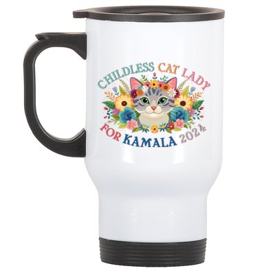 Cute Childless Cat Lady For Kamala Harris 2024 Election Stainless Steel Travel Mug