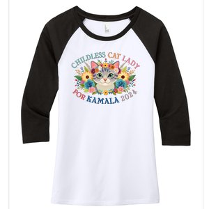 Cute Childless Cat Lady For Kamala Harris 2024 Election Women's Tri-Blend 3/4-Sleeve Raglan Shirt