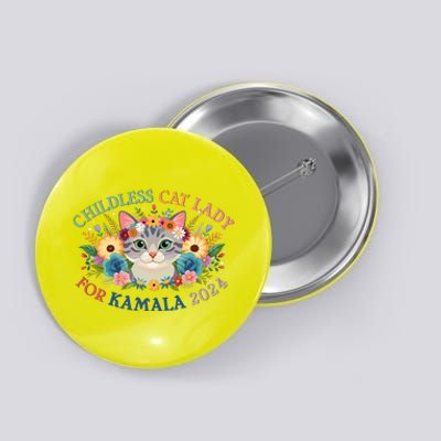 Cute Childless Cat Lady For Kamala Harris 2024 Election Button