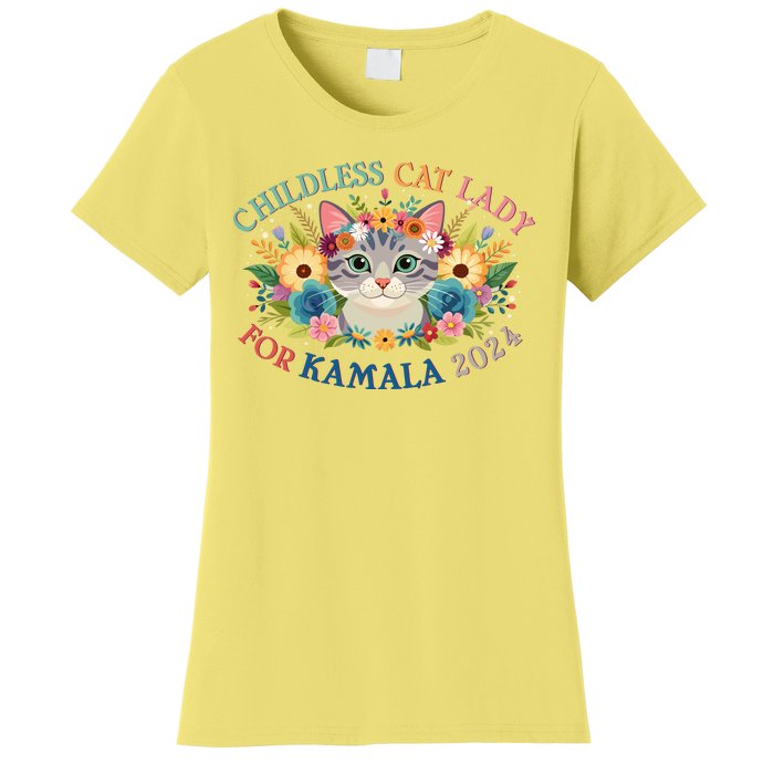 Cute Childless Cat Lady For Kamala Harris 2024 Election Women's T-Shirt