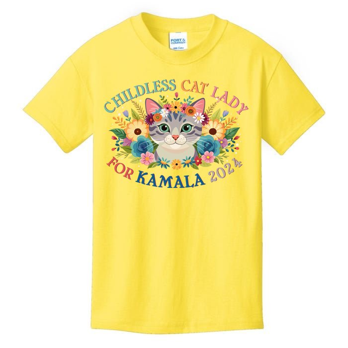 Cute Childless Cat Lady For Kamala Harris 2024 Election Kids T-Shirt