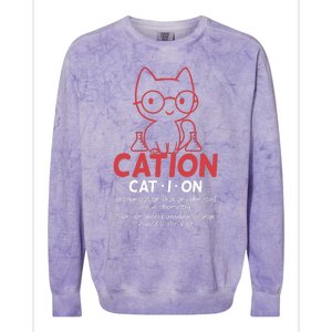 Chemistry Chemist Cation Definition Cat Funny Gift Colorblast Crewneck Sweatshirt