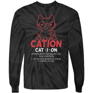 Chemistry Chemist Cation Definition Cat Funny Gift Tie-Dye Long Sleeve Shirt