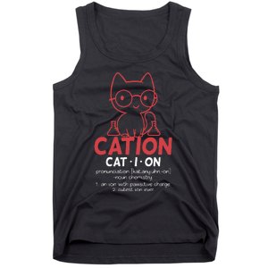 Chemistry Chemist Cation Definition Cat Funny Gift Tank Top