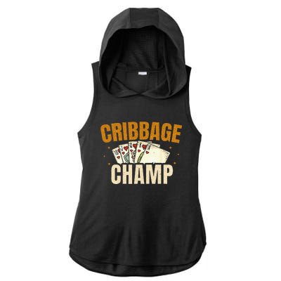 Cribbage Champ Card Game Players Ladies PosiCharge Tri-Blend Wicking Draft Hoodie Tank