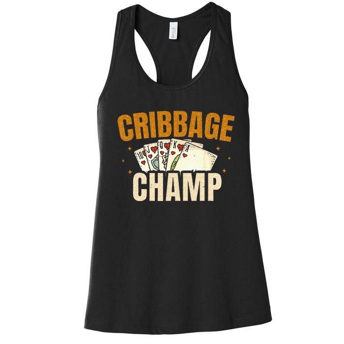 Cribbage Champ Card Game Players Women's Racerback Tank