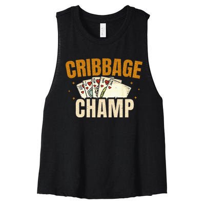 Cribbage Champ Card Game Players Women's Racerback Cropped Tank