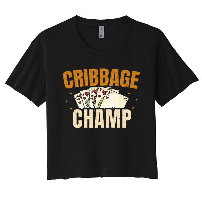 Cribbage Champ Card Game Players Women's Crop Top Tee