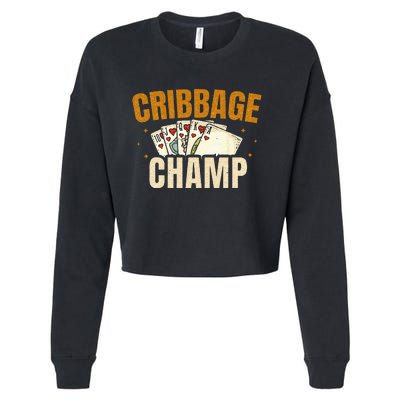 Cribbage Champ Card Game Players Cropped Pullover Crew