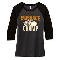 Cribbage Champ Card Game Players Women's Tri-Blend 3/4-Sleeve Raglan Shirt