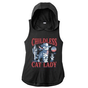 Cowboy Cat Childless Cat Lady For Kamala Election Voting Ladies PosiCharge Tri-Blend Wicking Draft Hoodie Tank