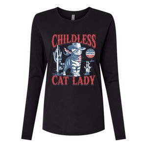 Cowboy Cat Childless Cat Lady For Kamala Election Voting Womens Cotton Relaxed Long Sleeve T-Shirt