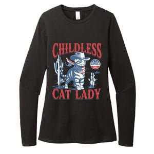 Cowboy Cat Childless Cat Lady For Kamala Election Voting Womens CVC Long Sleeve Shirt