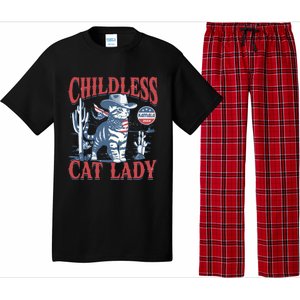 Cowboy Cat Childless Cat Lady For Kamala Election Voting Pajama Set