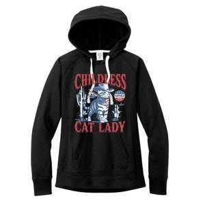 Cowboy Cat Childless Cat Lady For Kamala Election Voting Women's Fleece Hoodie