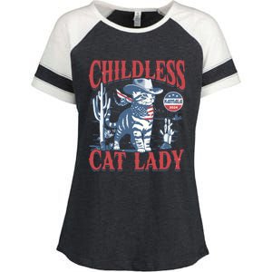 Cowboy Cat Childless Cat Lady For Kamala Election Voting Enza Ladies Jersey Colorblock Tee