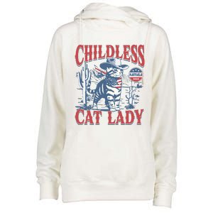 Cowboy Cat Childless Cat Lady For Kamala Election Voting Womens Funnel Neck Pullover Hood