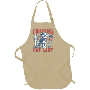 Cowboy Cat Childless Cat Lady For Kamala Election Voting Full-Length Apron With Pockets