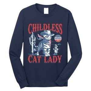 Cowboy Cat Childless Cat Lady For Kamala Election Voting Long Sleeve Shirt