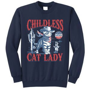 Cowboy Cat Childless Cat Lady For Kamala Election Voting Sweatshirt