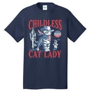 Cowboy Cat Childless Cat Lady For Kamala Election Voting Tall T-Shirt