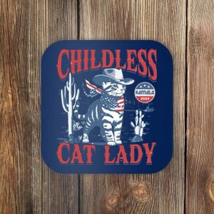 Cowboy Cat Childless Cat Lady For Kamala Election Voting Coaster