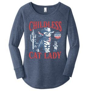 Cowboy Cat Childless Cat Lady For Kamala Election Voting Women's Perfect Tri Tunic Long Sleeve Shirt