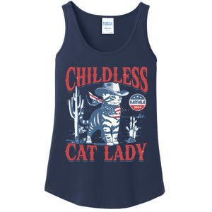 Cowboy Cat Childless Cat Lady For Kamala Election Voting Ladies Essential Tank