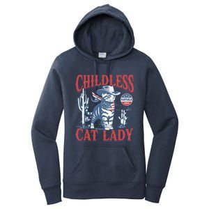 Cowboy Cat Childless Cat Lady For Kamala Election Voting Women's Pullover Hoodie