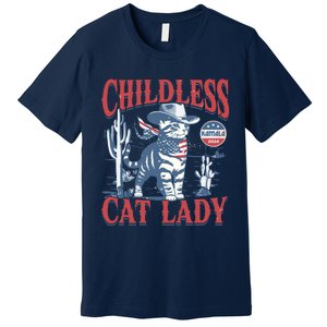 Cowboy Cat Childless Cat Lady For Kamala Election Voting Premium T-Shirt