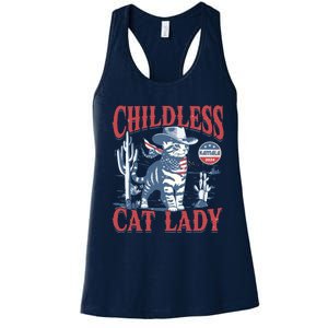 Cowboy Cat Childless Cat Lady For Kamala Election Voting Women's Racerback Tank