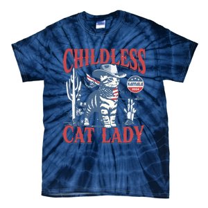 Cowboy Cat Childless Cat Lady For Kamala Election Voting Tie-Dye T-Shirt