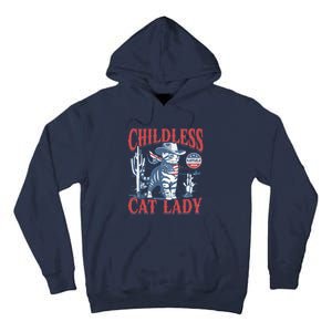 Cowboy Cat Childless Cat Lady For Kamala Election Voting Tall Hoodie