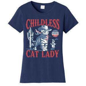 Cowboy Cat Childless Cat Lady For Kamala Election Voting Women's T-Shirt