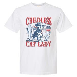 Cowboy Cat Childless Cat Lady For Kamala Election Voting Garment-Dyed Heavyweight T-Shirt