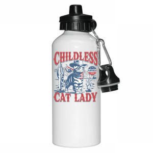 Cowboy Cat Childless Cat Lady For Kamala Election Voting Aluminum Water Bottle