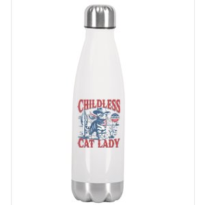 Cowboy Cat Childless Cat Lady For Kamala Election Voting Stainless Steel Insulated Water Bottle