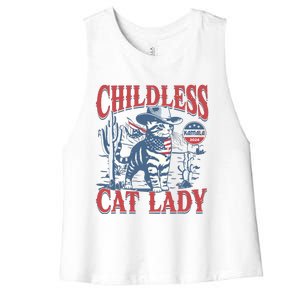 Cowboy Cat Childless Cat Lady For Kamala Election Voting Women's Racerback Cropped Tank