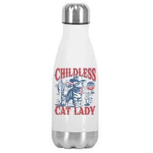 Cowboy Cat Childless Cat Lady For Kamala Election Voting Stainless Steel Insulated Water Bottle