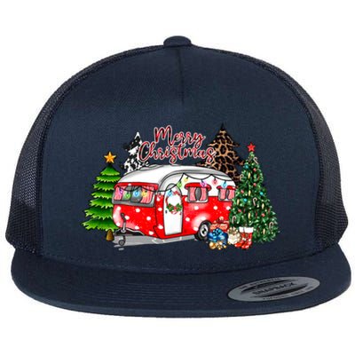 Christmas Camping Camp Lover Funny Camper Christmas Gift Flat Bill Trucker Hat