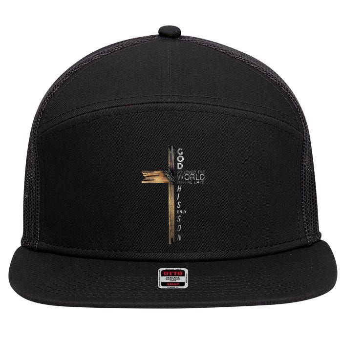 Christ Cross Christian 9 John 316 7 Panel Mesh Trucker Snapback Hat