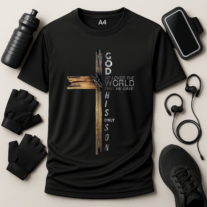Christ Cross Christian 9 John 316 Cooling Performance Crew T-Shirt