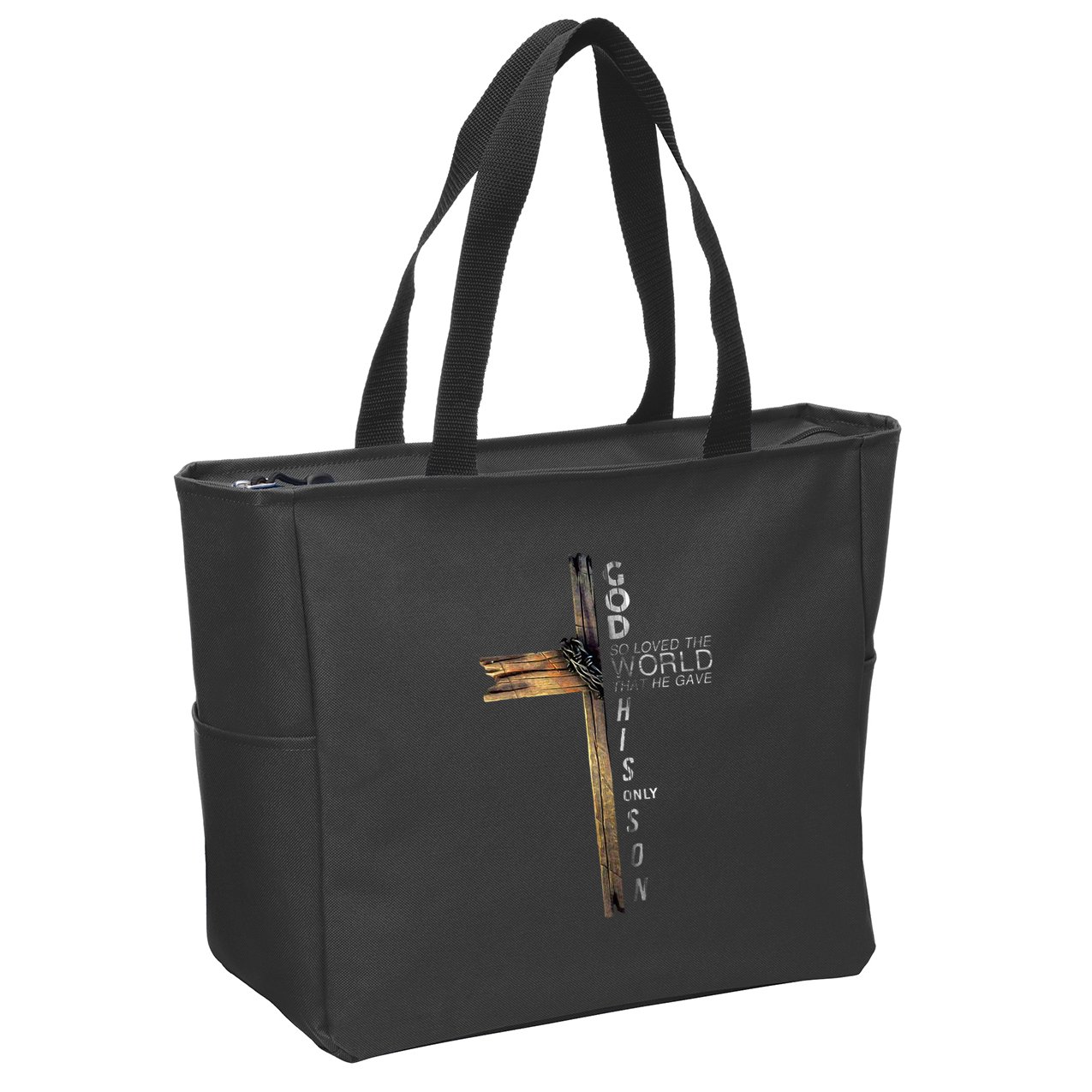 Christ Cross Christian 9 John 316 Zip Tote Bag