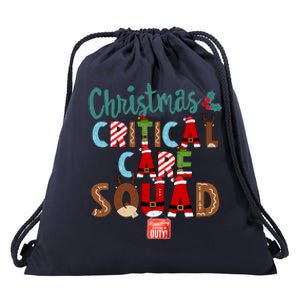 Christmas Critical Care Squad Nurse Tech And Aide Assistant Er Gift Drawstring Bag