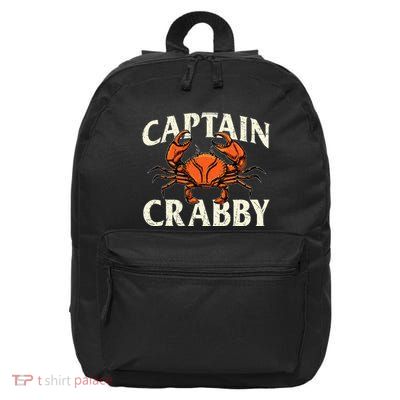 Captain Crabby Crustacean Crabber Crabbing Seafood Lover 16 in Basic Backpack