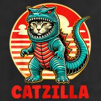 Cat Catzilla Cat Mom Cat Dad 7 Panel Mesh Trucker Snapback Hat