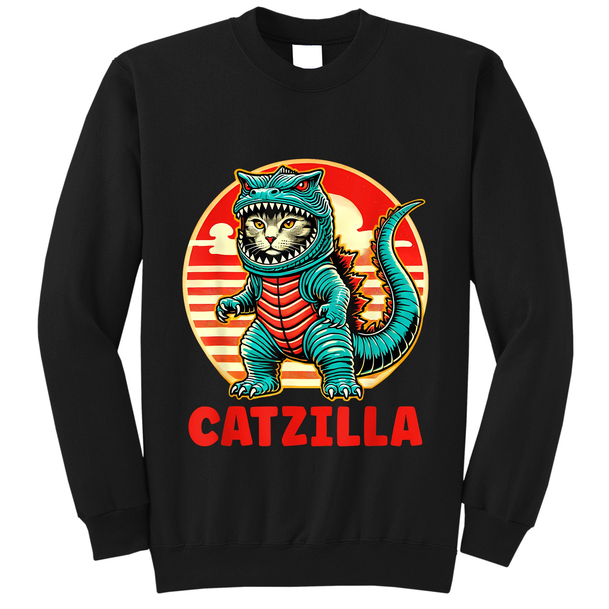 Cat Catzilla Cat Mom Cat Dad Tall Sweatshirt